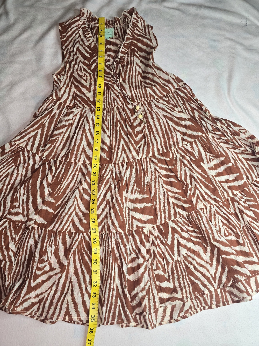 Sleeveless Brown Zebra-Print Tiered Mini Dress - Picture 4 of 7